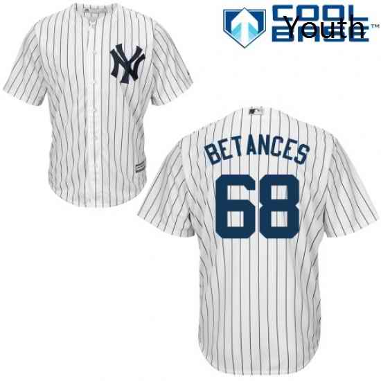 Youth Majestic New York Yankees 68 Dellin Betances Replica White Home MLB Jersey